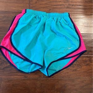 Teal Nike tempo athletic shorts pink mesh navy trim size small